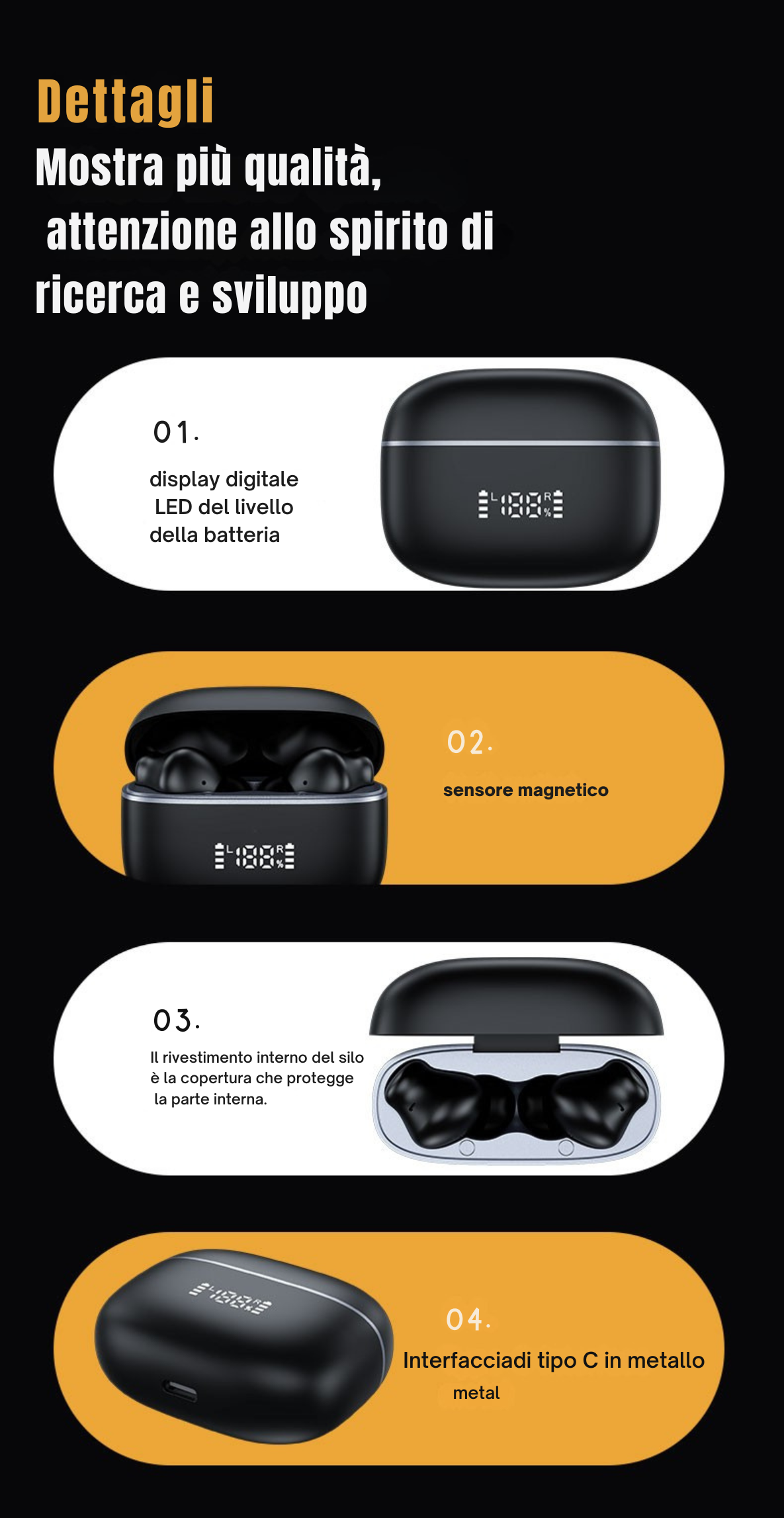 Suonika M20- Auricolari vero senza fili con cancellazione del rumore ,compatibili con Apple e Android, nuovo V5.4 con ANC- potente, perfetto palestra e lavoro.